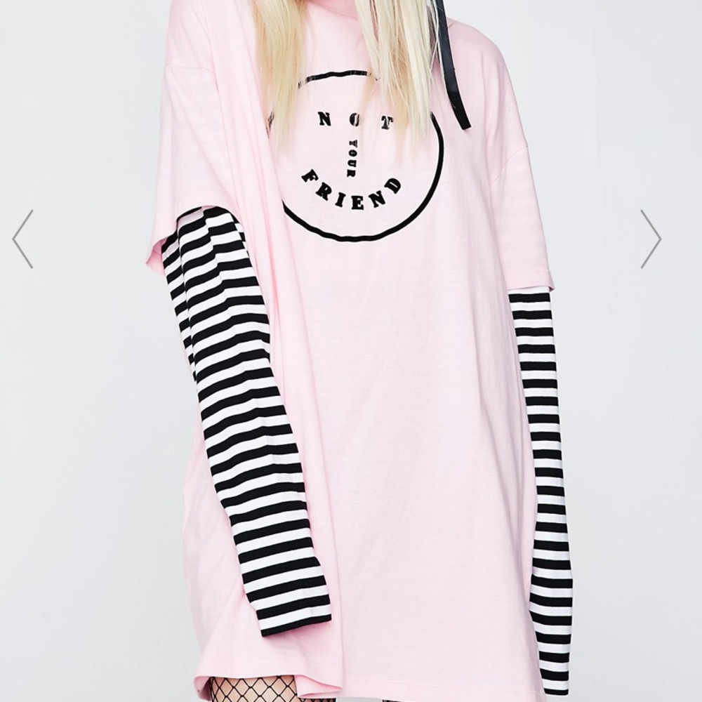 lazy oaf not your friend striped long sleeve tee
